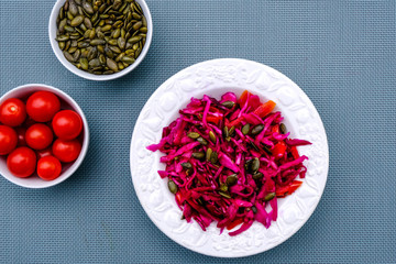Obraz na płótnie Canvas Healthy Vegetarian Red Cabbage Salad