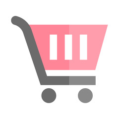 Supermarket Shopping cart in red icon. Flat illustration colored vector isolated icons of Retail ecommerce icon set for web