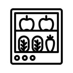 Vegetable refrigerator vector, grocery store related line style icon