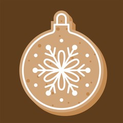 xmas ball gingerbread in flat design editable outline detail