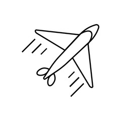 Flying plane vector icon. Airplane on white background
