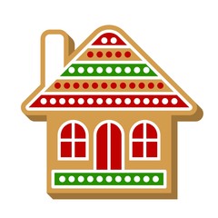 gingerbread house icon flat style editable line detail