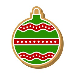 xmas ball gingerbread in flat design editable outline detail
