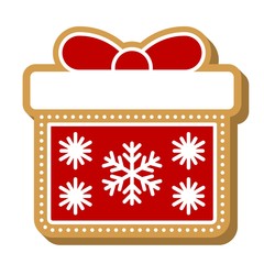 gingerbread icon gift box shape flat design editable line detail