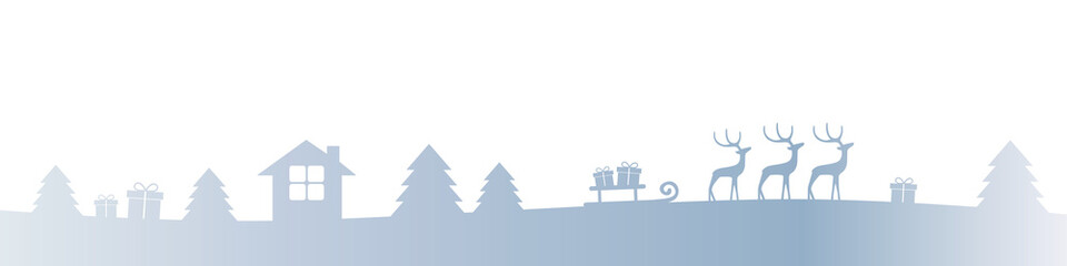 bright christmas winter border with reindeers gifts and firs vector illustration EPS10