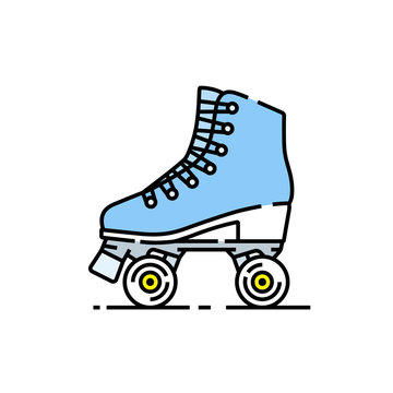 recommend clip art: Roller skates line icon. Girls blue skating boots symbol. Vector illustration.