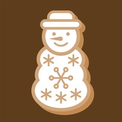 cute snowman gingerbread flat icon editable line detail