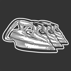 Iron. Vector concept in doodle and sketch style. Hand drawn illustration for printing on T-shirts, postcards.