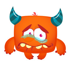Funny cartoon monster. Vector Halloween illustration