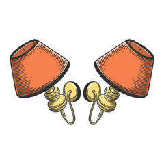 Wall lamp. Vector concept in doodle and sketch style. Hand drawn illustration for printing on T-shirts, postcards.