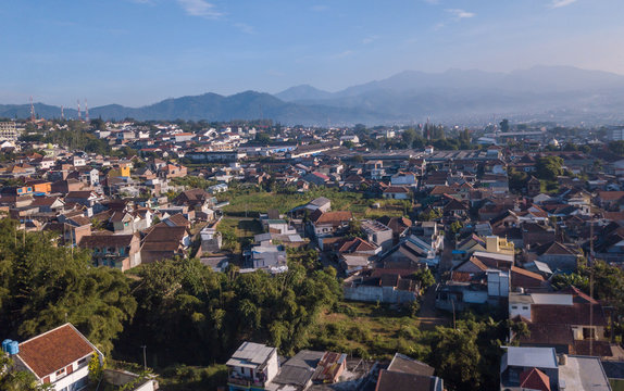 Above the roofs at Batu village, Java island, Indonesia