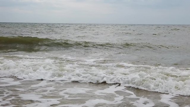 Sea wave on the beach, water and sand on the ocean.