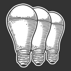 LED light bulb. Vector concept in doodle and sketch style. Hand drawn illustration for printing on T-shirts, postcards.