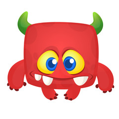Funny cartoon monster. Vector Halloween illustration