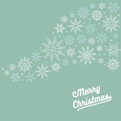 snowflakes arrange as flowing shape illustration and merry Christmas typography, flat design for use as wallpaper or background.editable outline of snowflakes
