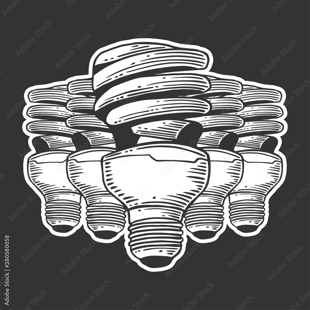 Wall mural Mercury light bulb. Vector concept in doodle and sketch style. Hand drawn illustration for printing on T-shirts, postcards.