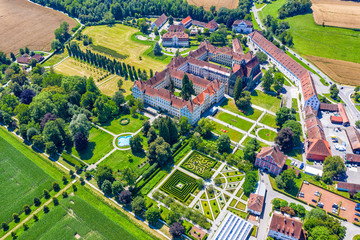 A beautiful aerial view to the Historic Castle Salem at Lake Constance, Bodensee