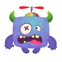 Funny cartoon monster. Vector Halloween illustration