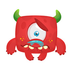 Funny cartoon monster. Vector Halloween illustration