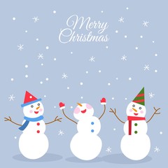 snowman illustration flat design in Christmas winter season for holidays celebration