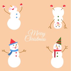 snowman illustration flat design in Christmas winter season for holidays celebration