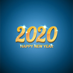 2020 Happy chinese new year of the Rat creative design background or greeting card. 2020 new year golden numbers on blue