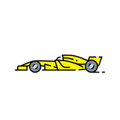 Racing car line icon. Motor sport vehicle symbol. Yellow race car sign. Vector illustration.