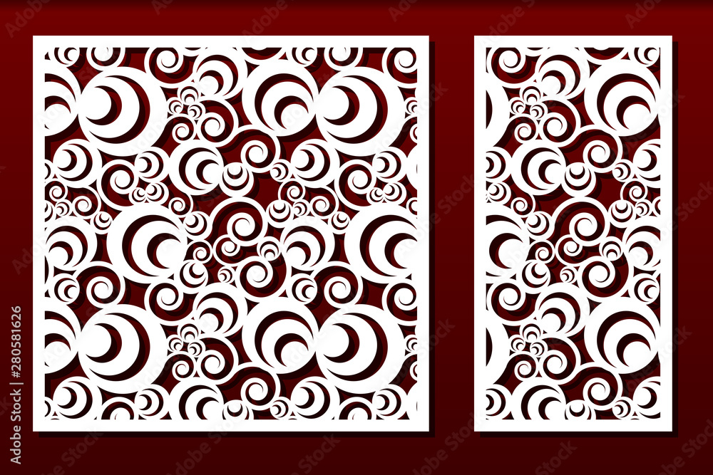 Wall mural laser cut panels. stencil for fretwork, wood or metal decorative cutout, paper art templates. useful