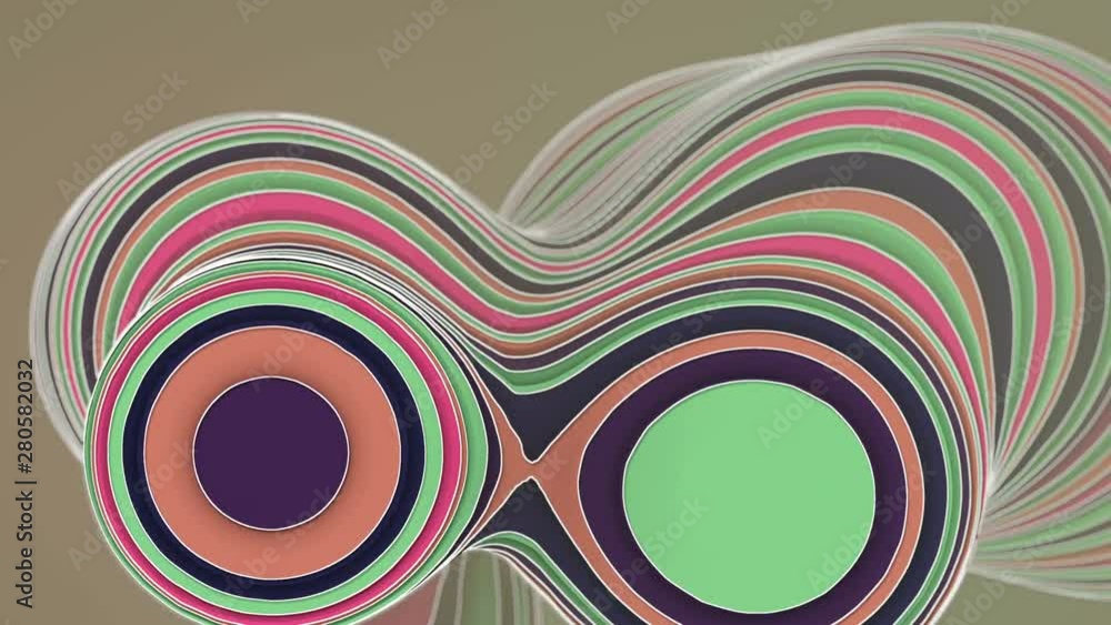 Poster colored abstract animation of sliced shape. computer generated flowing geometric background, great d