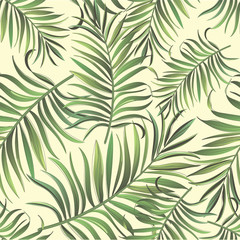 	 Jungle vector pattern with tropical leaves.Trende summer print.