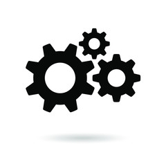 Fototapeta premium Black gear icon. Engineering cogwheel symbol