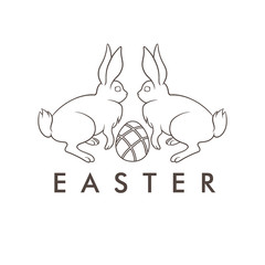 Easter logotype with bunnies and egg