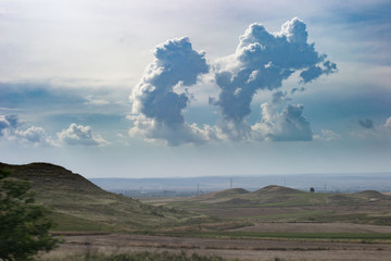 Landscape of surroundings of Zaragoza Spain in a cloudy day