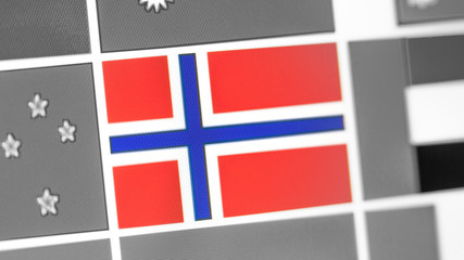 Norway national flag of country. Norway flag on the display, a digital moire effect.