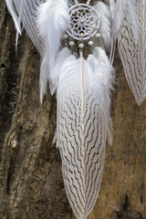 Handmade dream catcher with feathers threads and beads rope hanging