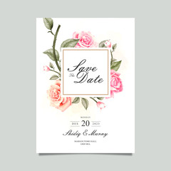 Watercolor flower save the date in square