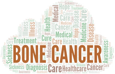 Bone Cancer word cloud. Vector made with text only.
