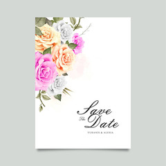 Wedding card design with watercolor flower