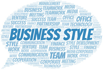 Business Style word cloud. Collage made with text only.