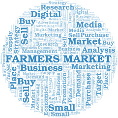 Farmers Market word cloud. Vector made with text only.