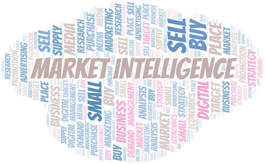 Fototapeta premium Market Intelligence word cloud. Vector made with text only.