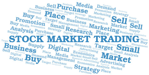 Stock Market Trading word cloud. Vector made with text only.
