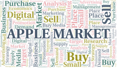 Apple Market word cloud. Vector made with text only.