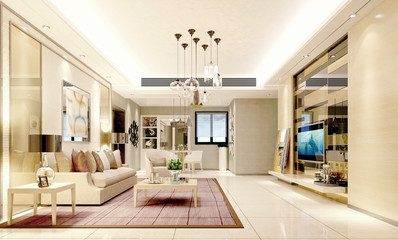3d render of modern living room