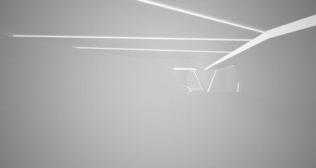 Abstract white interior with neon lighting. 3D illustration and rendering.