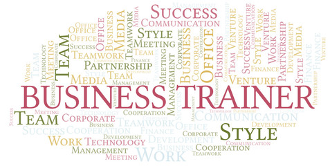 Fototapeta premium Business Trainer word cloud. Collage made with text only.