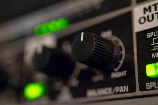 LED level meter with graduation in decibels, closeup