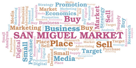 Fototapeta premium San Miguel Market word cloud. Vector made with text only.