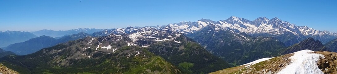 The Alps during a sunny summer day in Val Bognanco, near the town of Domodossola, Italy - June 2019.