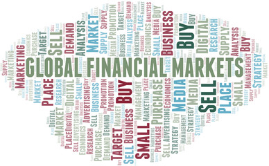 Global Financial Markets word cloud. Vector made with text only.